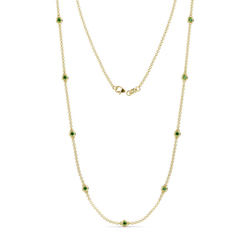 Adia (9 Stn/3mm) Green Garnet on Cable Necklace 