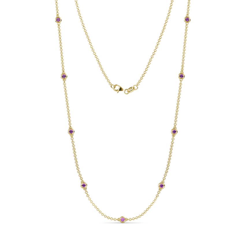 Adia (9 Stn/3mm) Amethyst on Cable Necklace 