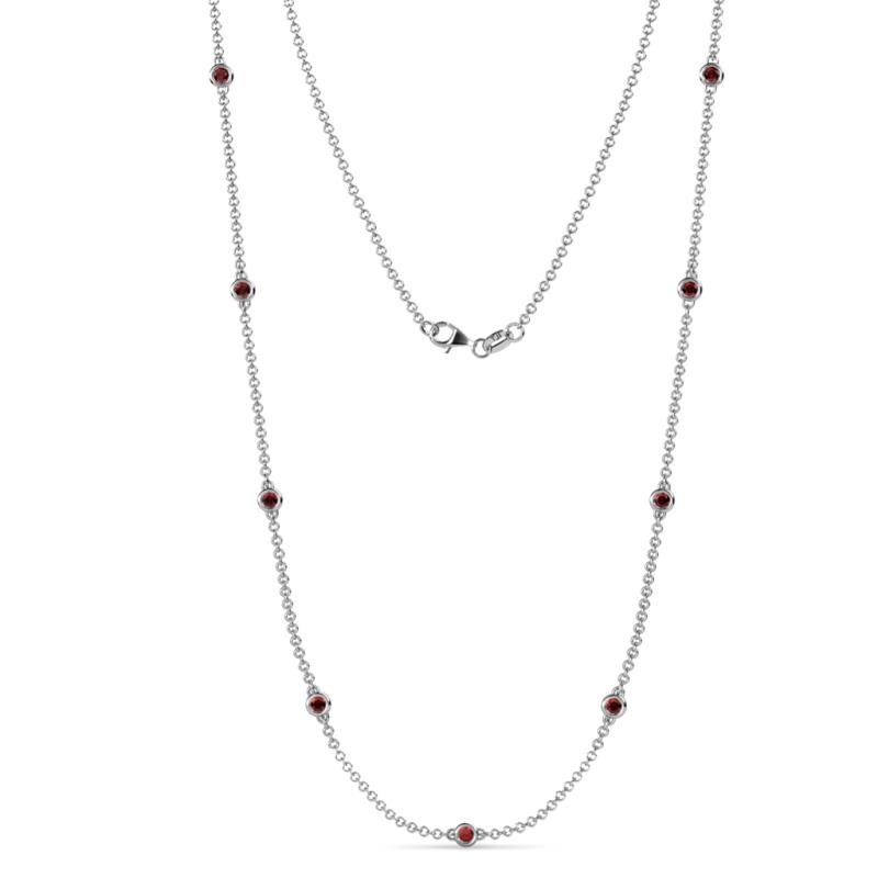 Adia (9 Stn/3mm) Red Garnet on Cable Necklace 