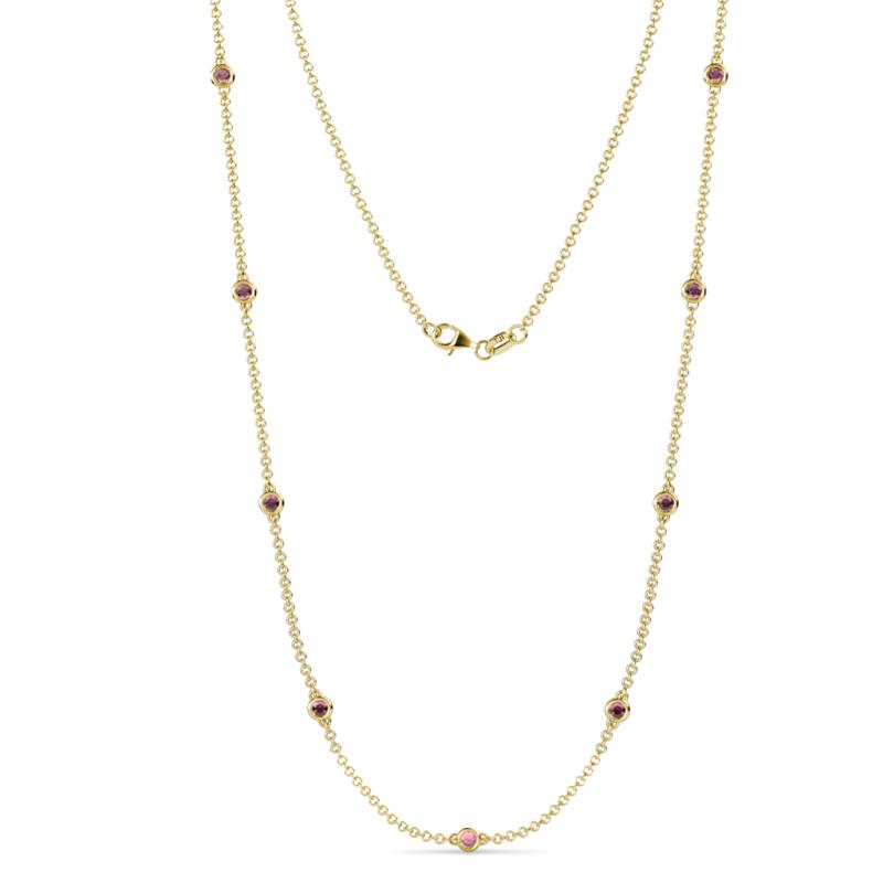 Adia (9 Stn/3mm) Rhodolite Garnet on Cable Necklace 