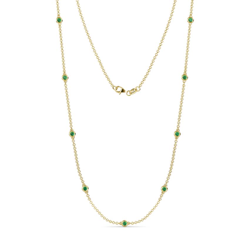 Adia (9 Stn/3mm) Emerald on Cable Necklace 