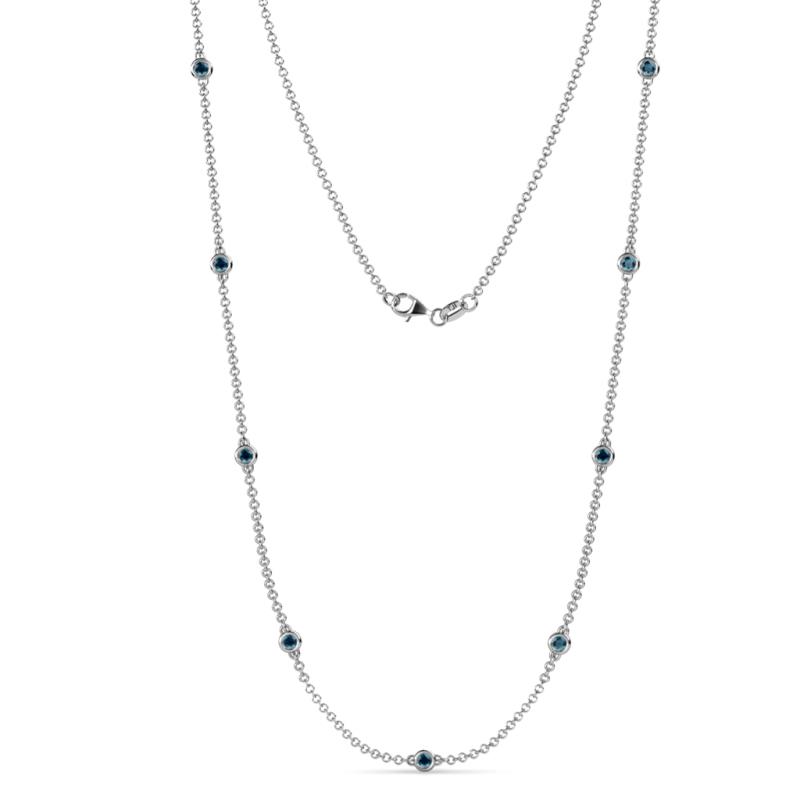 Adia (9 Stn/3mm) Blue Diamond on Cable Necklace 