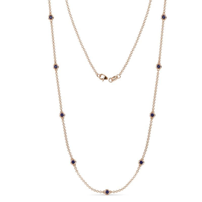Adia (9 Stn/3mm) Blue Sapphire on Cable Necklace 