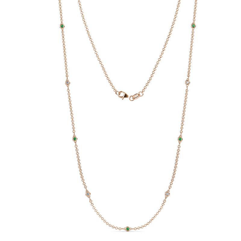 Adia (9 Stn/2mm) Emerald and Diamond on Cable Necklace 