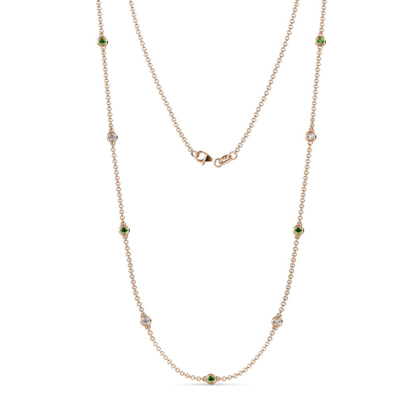 Adia (9 Stn/2.3mm) Green Garnet and Diamond on Cable Necklace 
