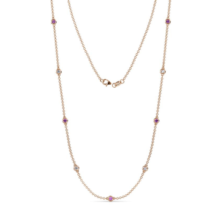 Adia (9 Stn/2.3mm) Amethyst and Diamond on Cable Necklace 