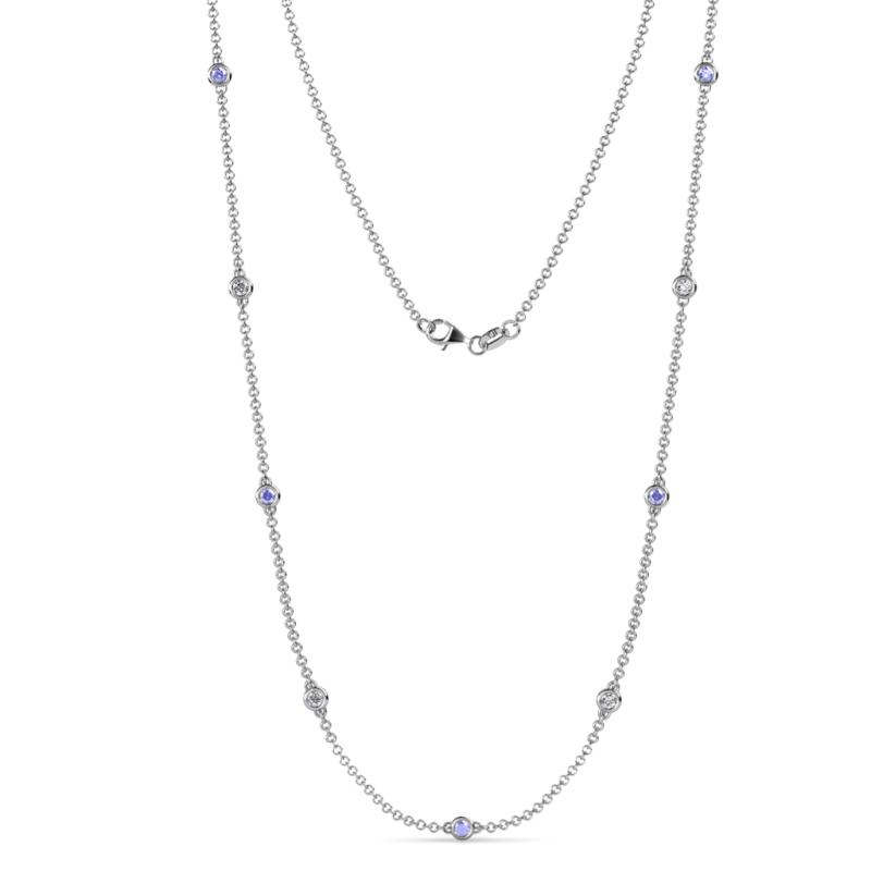 Adia (9 Stn/3mm) Tanzanite and Diamond on Cable Necklace 