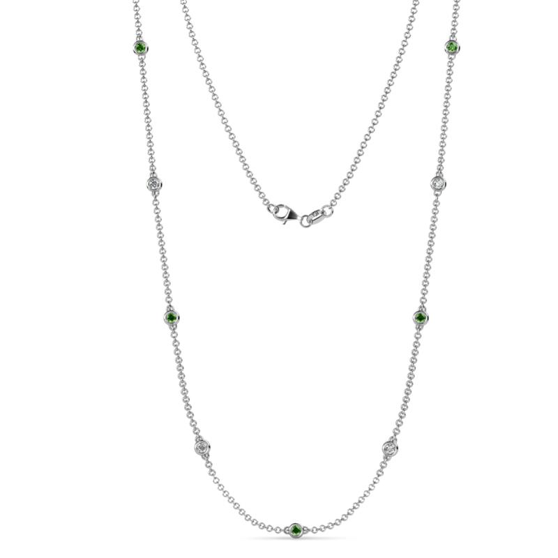 Adia (9 Stn/3mm) Green Garnet and Diamond on Cable Necklace 
