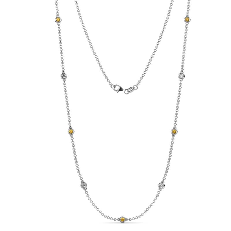Adia (9 Stn/3mm) Citrine and Diamond on Cable Necklace 