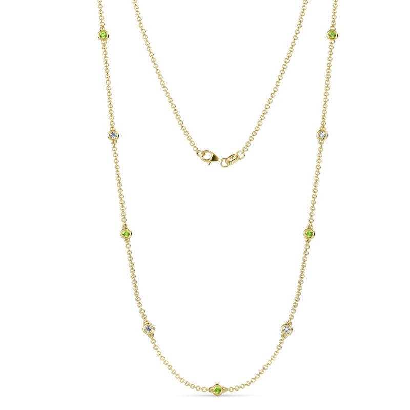 Adia (9 Stn/3mm) Peridot and Diamond on Cable Necklace 