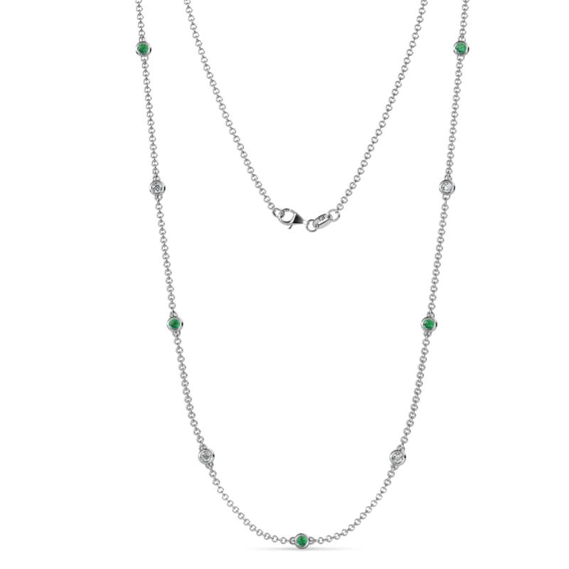 Adia (9 Stn/3mm) Emerald and Diamond on Cable Necklace 