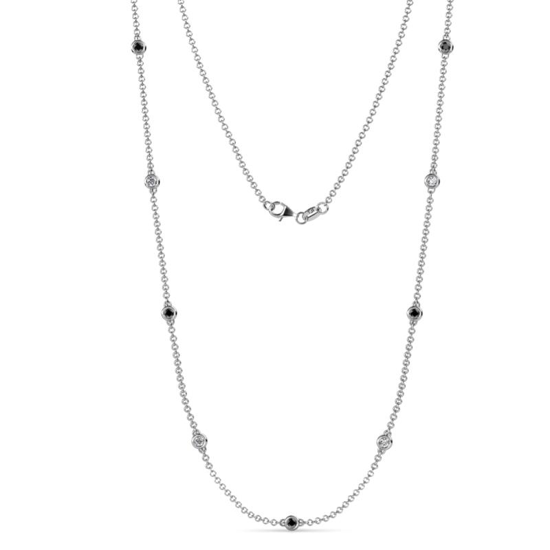 Adia (9 Stn/3mm) Black and White Diamond on Cable Necklace 