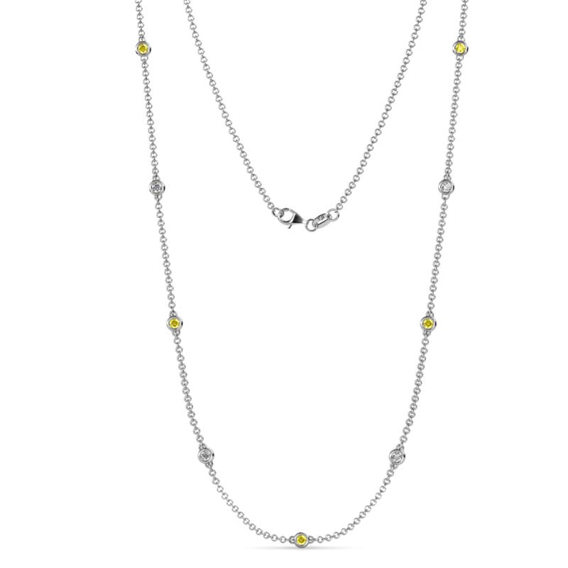 Adia (9 Stn/3mm) Yellow Sapphire and Diamond on Cable Necklace 
