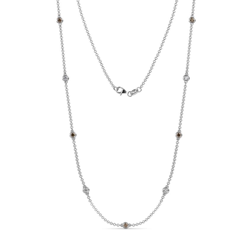 Adia (9 Stn/3mm) Smoky Quartz and Diamond on Cable Necklace 