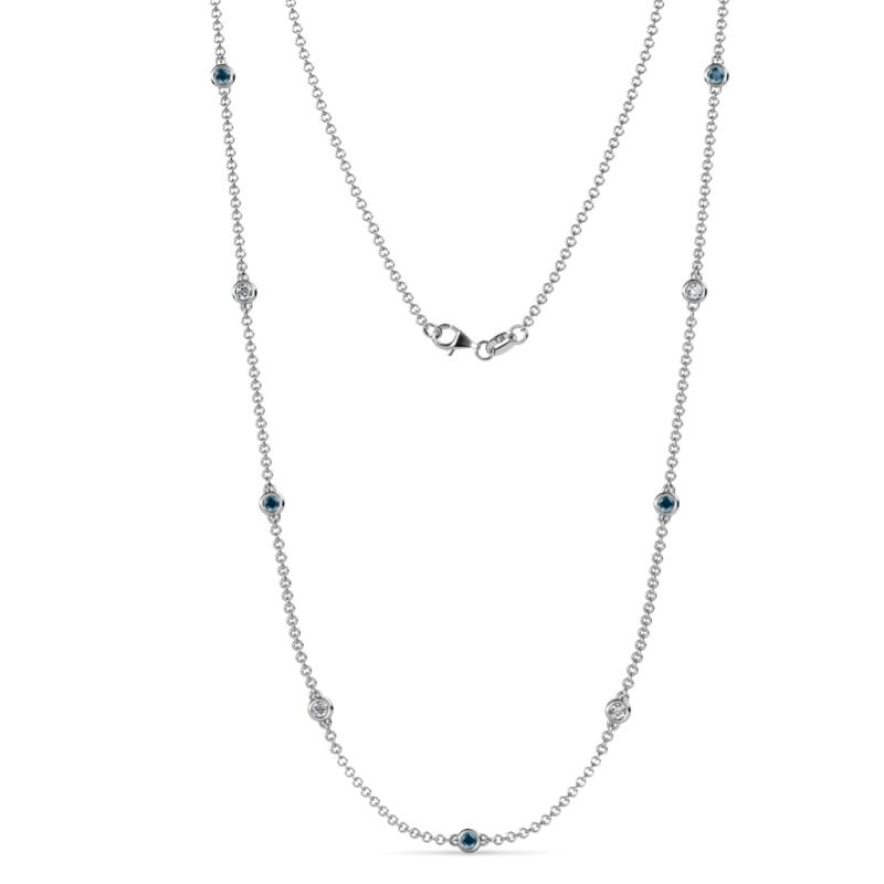 Adia (9 Stn/3mm) London Blue Topaz and Diamond on Cable Necklace 