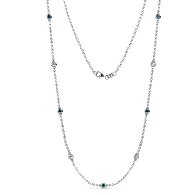 Adia (9 Stn/3mm) Blue and White Diamond on Cable Necklace 