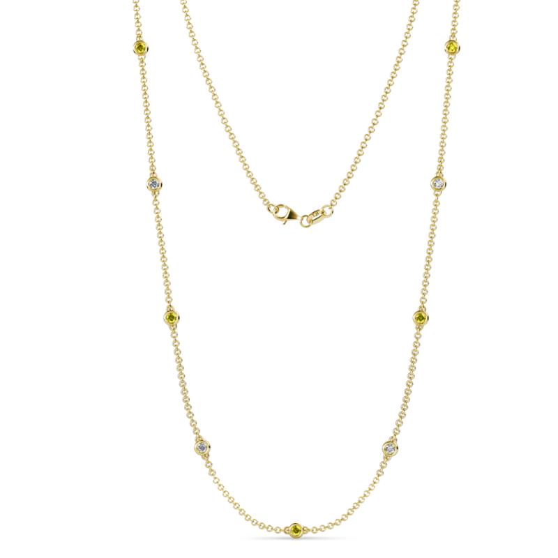 Adia (9 Stn/3mm) Yellow and White Diamond on Cable Necklace 