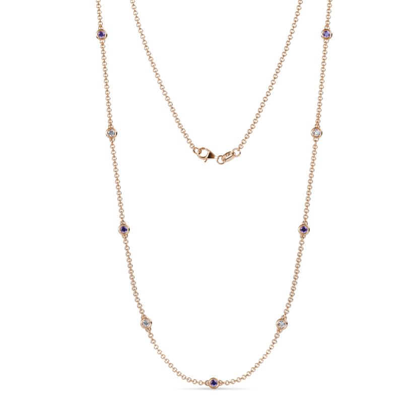 Adia (9 Stn/3mm) Iolite and Diamond on Cable Necklace 