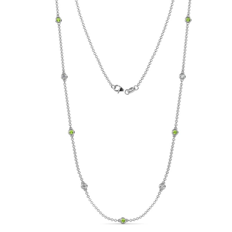 Adia (9 Stn/3mm) Peridot and Lab Grown Diamond on Cable Necklace 