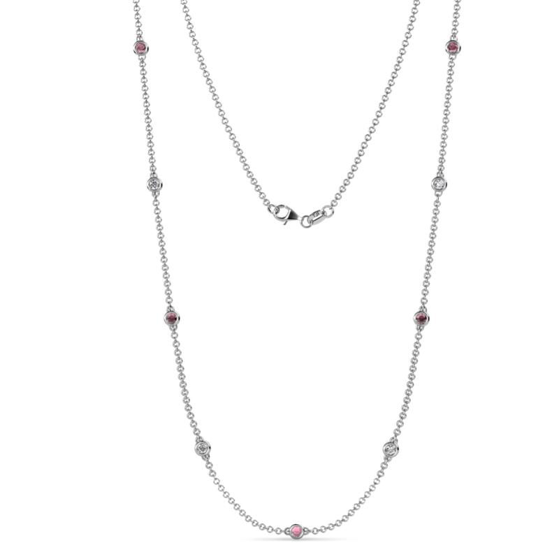 Adia (9 Stn/3mm) Rhodolite Garnet and Lab Grown Diamond on Cable Necklace 