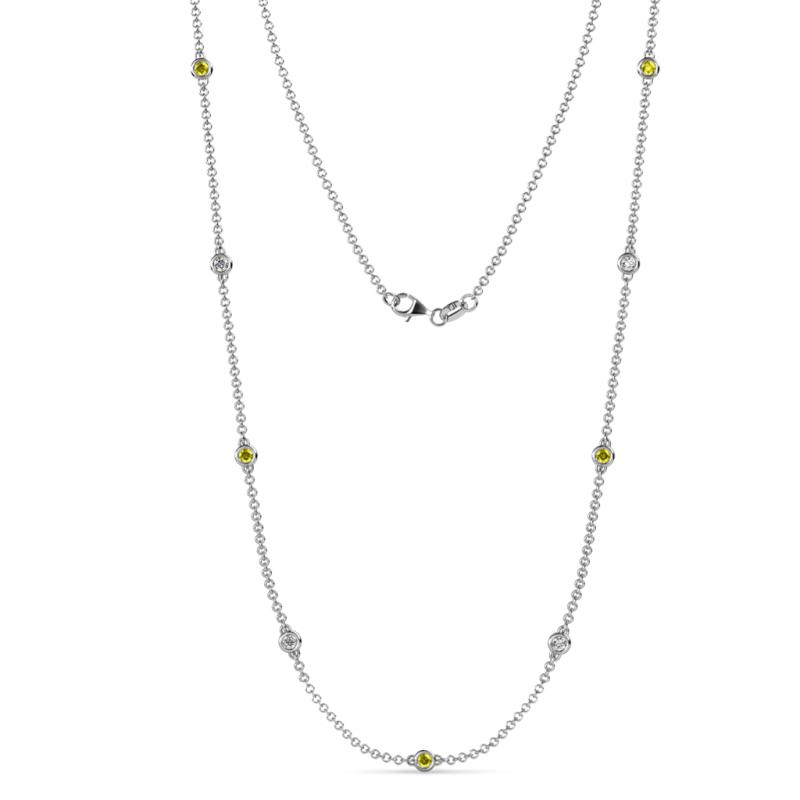 Adia (9 Stn/3mm) Yellow Diamond and Lab Grown Diamond on Cable Necklace 
