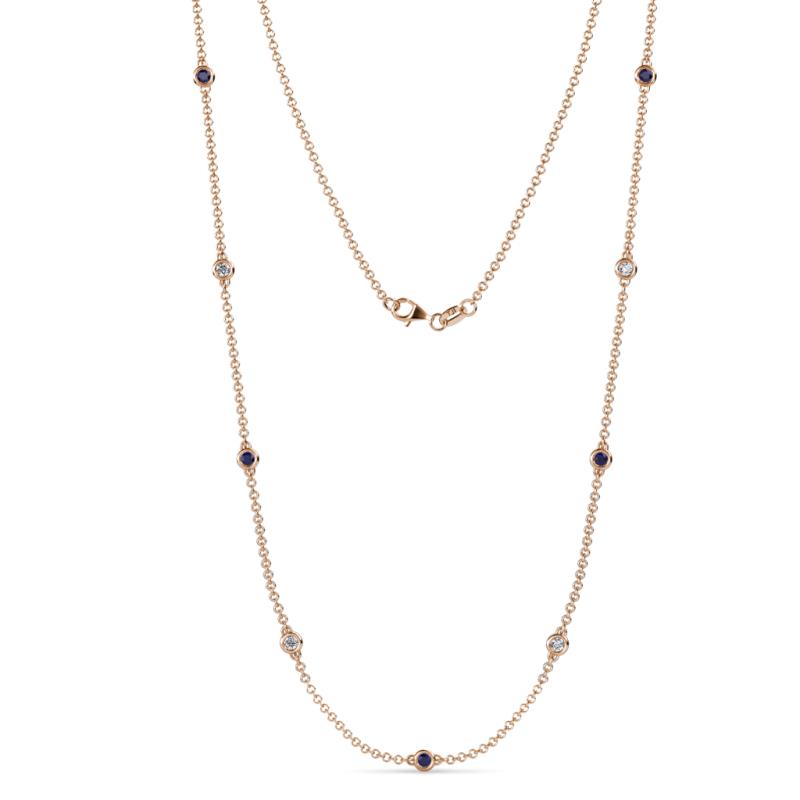 Adia (9 Stn/2.7mm) Blue Sapphire and Diamond on Cable Necklace 