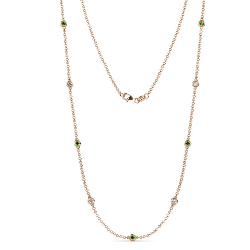 Adia (9 Stn/2.7mm) Green Garnet and Diamond on Cable Necklace 