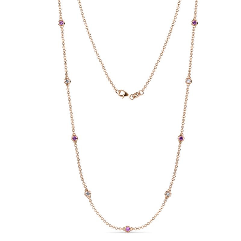 Adia (9 Stn/2.7mm) Amethyst and Diamond on Cable Necklace 