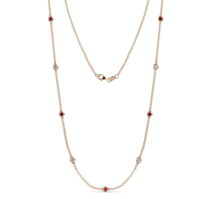 Adia (9 Stn/2.7mm) Ruby and Diamond on Cable Necklace 