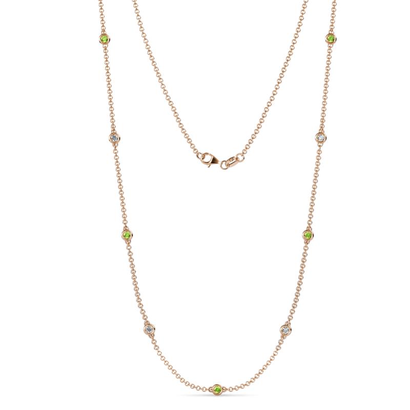 Adia (9 Stn/2.7mm) Peridot and Diamond on Cable Necklace 