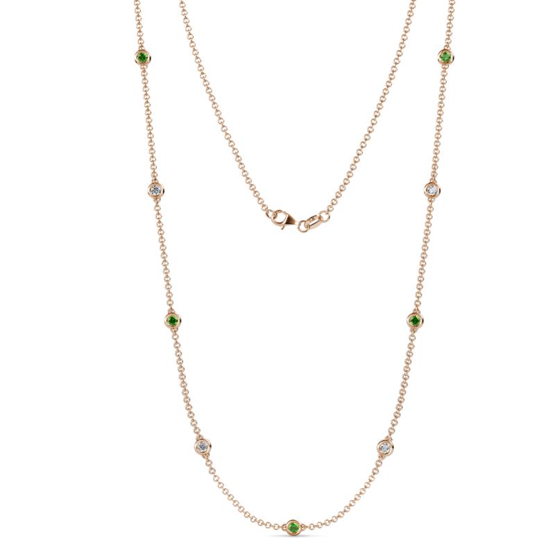 Adia (9 Stn/3.4mm) Green Garnet and Diamond on Cable Necklace 