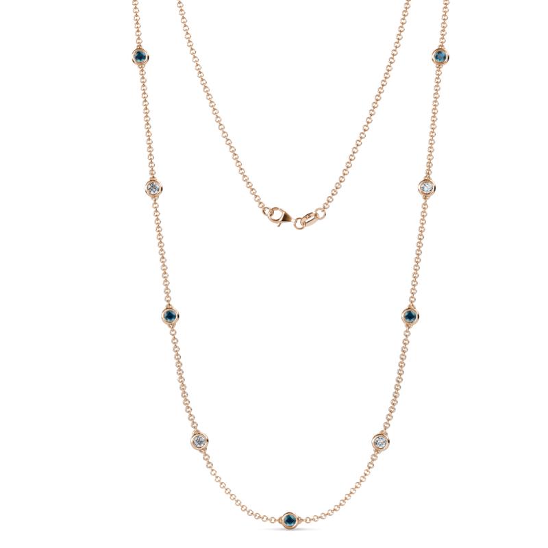 Adia (9 Stn/4mm) London Blue Topaz and Diamond on Cable Necklace 