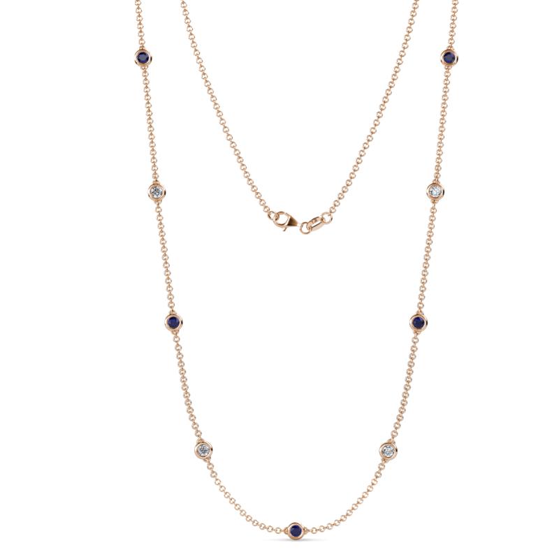 Adia (9 Stn/4mm) Blue Sapphire and Diamond on Cable Necklace 