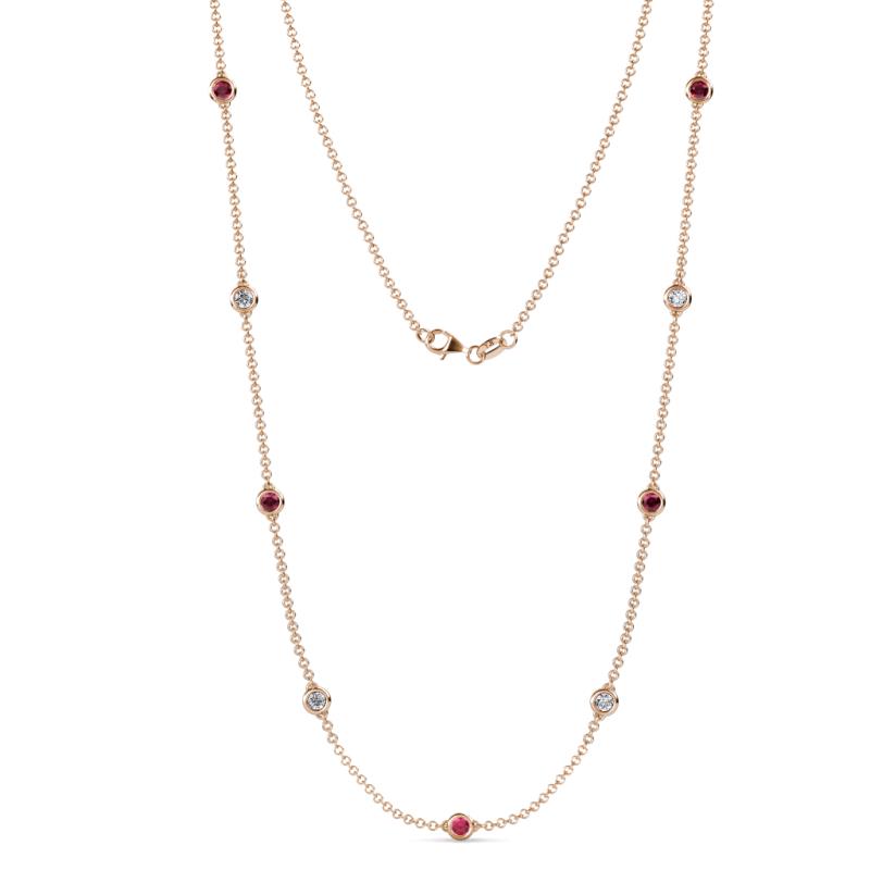 Adia (9 Stn/4mm) Ruby and Diamond on Cable Necklace 