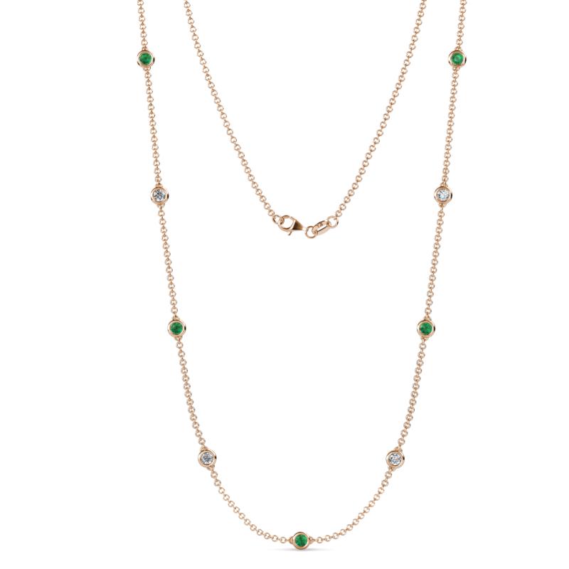 Adia (9 Stn/4mm) Emerald and Diamond on Cable Necklace 