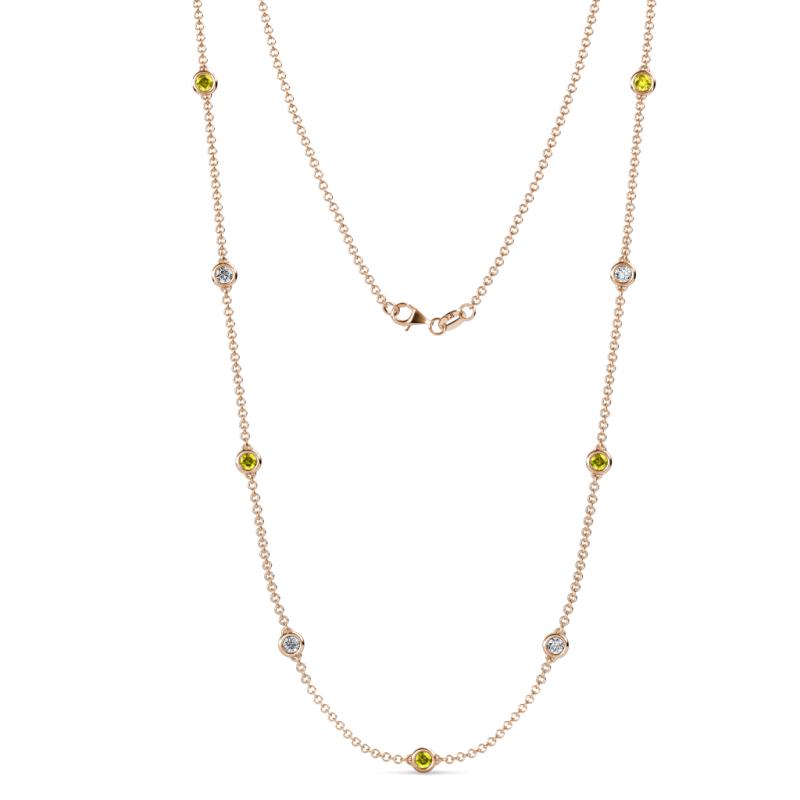 Adia (9 Stn/4mm) Yellow and White Diamond on Cable Necklace 