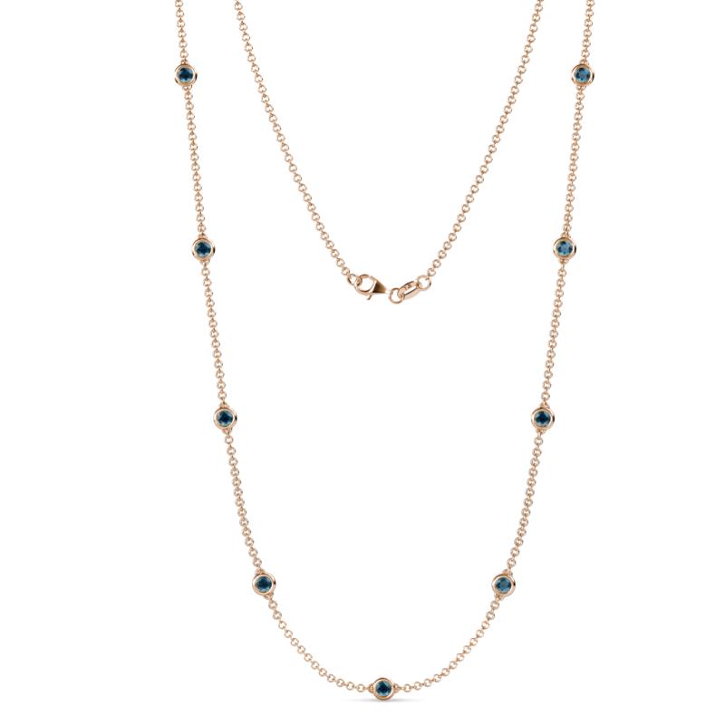 Adia (9 Stn/4mm) Blue Diamond on Cable Necklace 