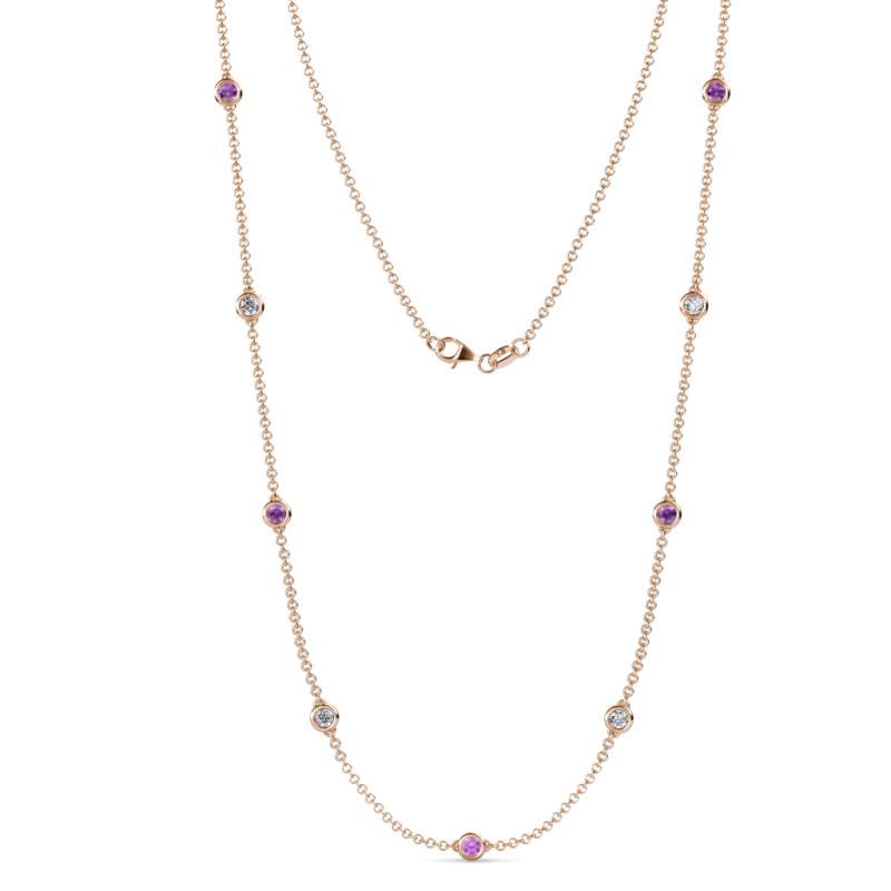 Adia (9 Stn/4mm) Amethyst and Lab Grown Diamond on Cable Necklace 