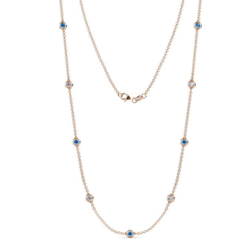 Adia (9 Stn/4mm) Blue Topaz and Lab Grown Diamond on Cable Necklace 