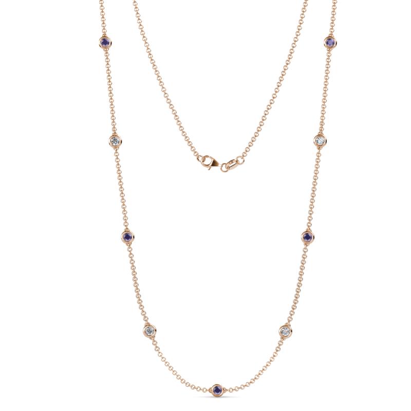 Adia (9 Stn/4mm) Iolite and Lab Grown Diamond on Cable Necklace 
