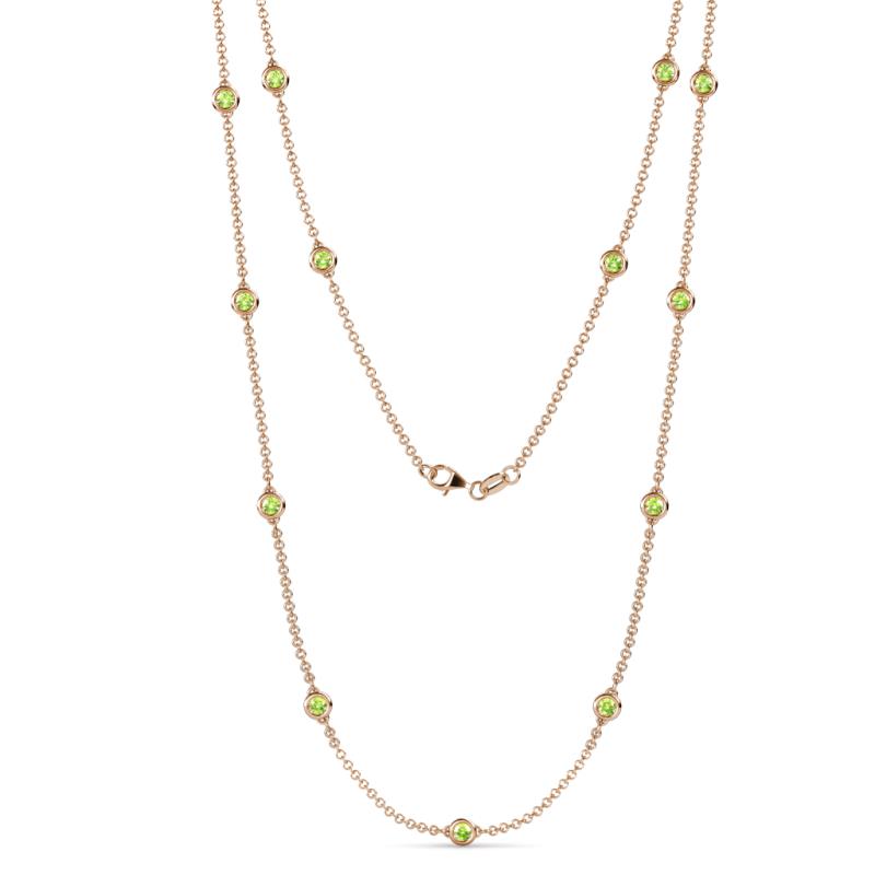 Lien (13 Stn/3.4mm) Peridot on Cable Necklace 