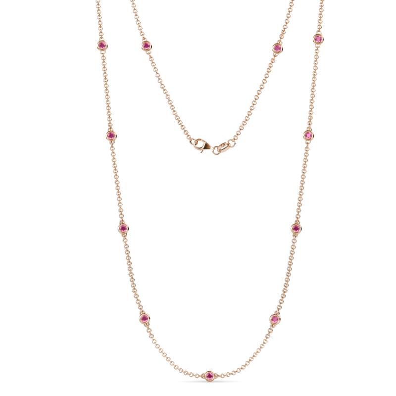 Asta (11 Stn/2.7mm) Pink Sapphire on Cable Necklace 