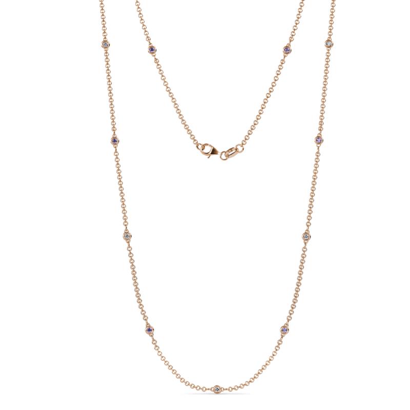 Asta (11 Stn/2mm) Petite Iolite and Diamond on Cable Necklace 