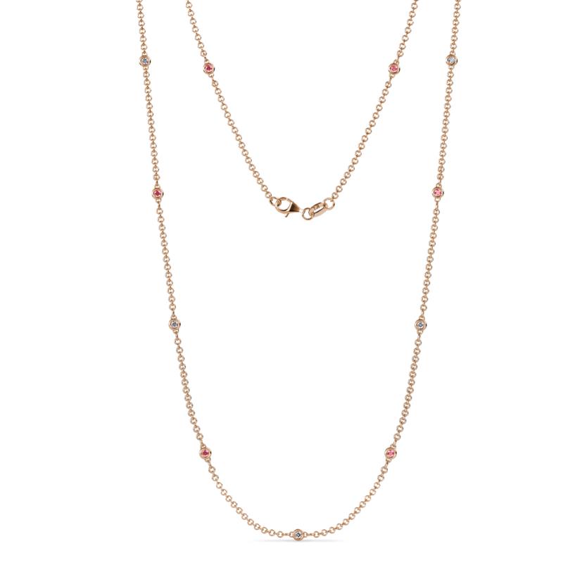 Asta (11 Stn/2mm) Petite Pink Tourmaline and Diamond on Cable Necklace 