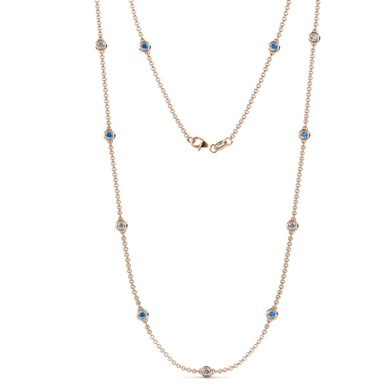 Asta (11 Stn/3.4mm) Blue Topaz and Diamond on Cable Necklace 