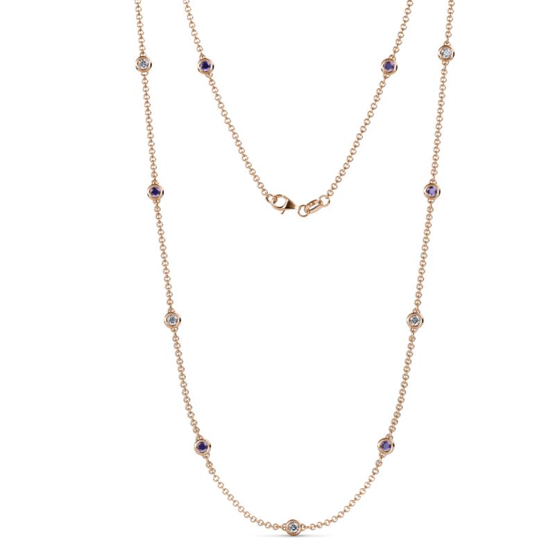 Asta (11 Stn/3.4mm) Iolite and Diamond on Cable Necklace 