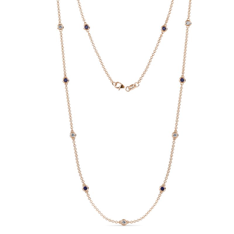 Asta (11 Stn/2.7mm) Blue Sapphire and Lab Grown Diamond on Cable Necklace 