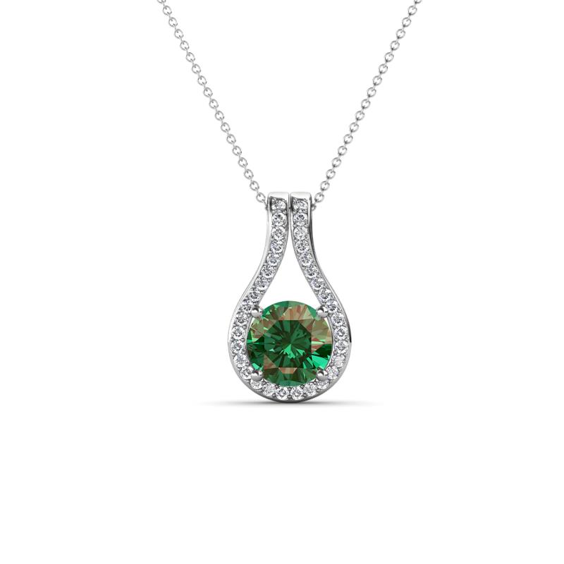 Lauren 5.00 mm Round Lab Created Alexandrite and Diamond Accent Teardrop Pendant Necklace 