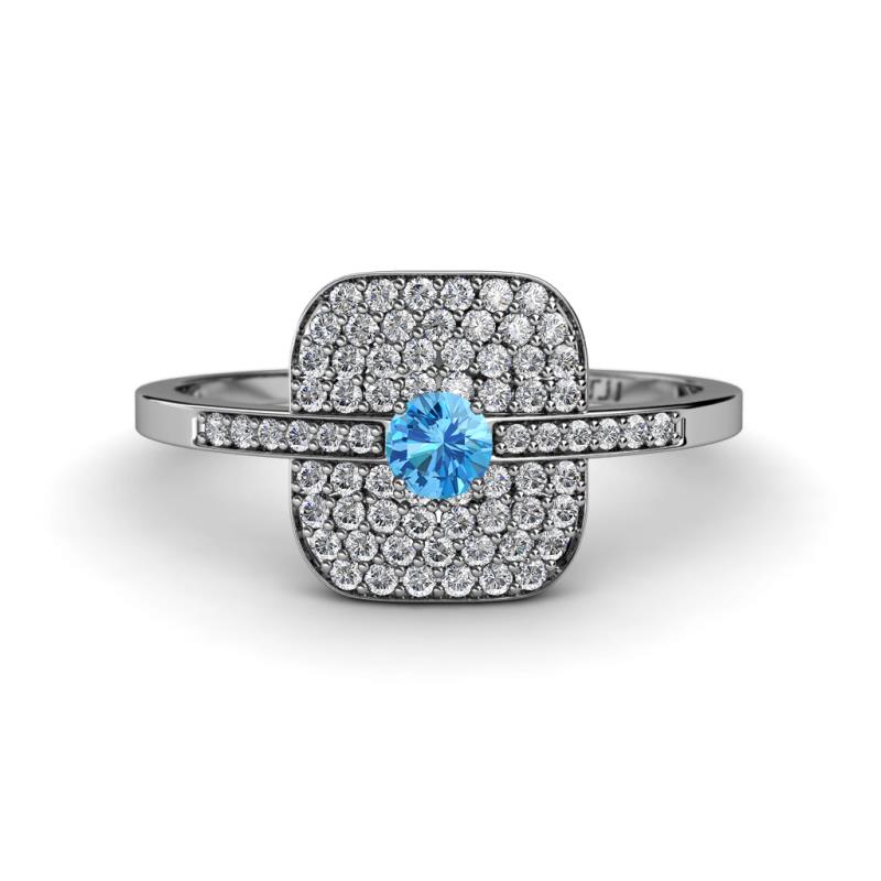 Faye Prima Round Blue Topaz and Diamond Engagement Ring 