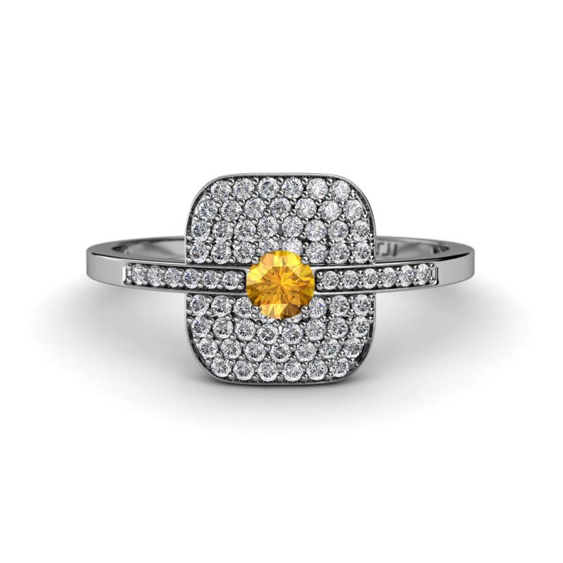 Faye Prima Round Citrine and Diamond Engagement Ring 